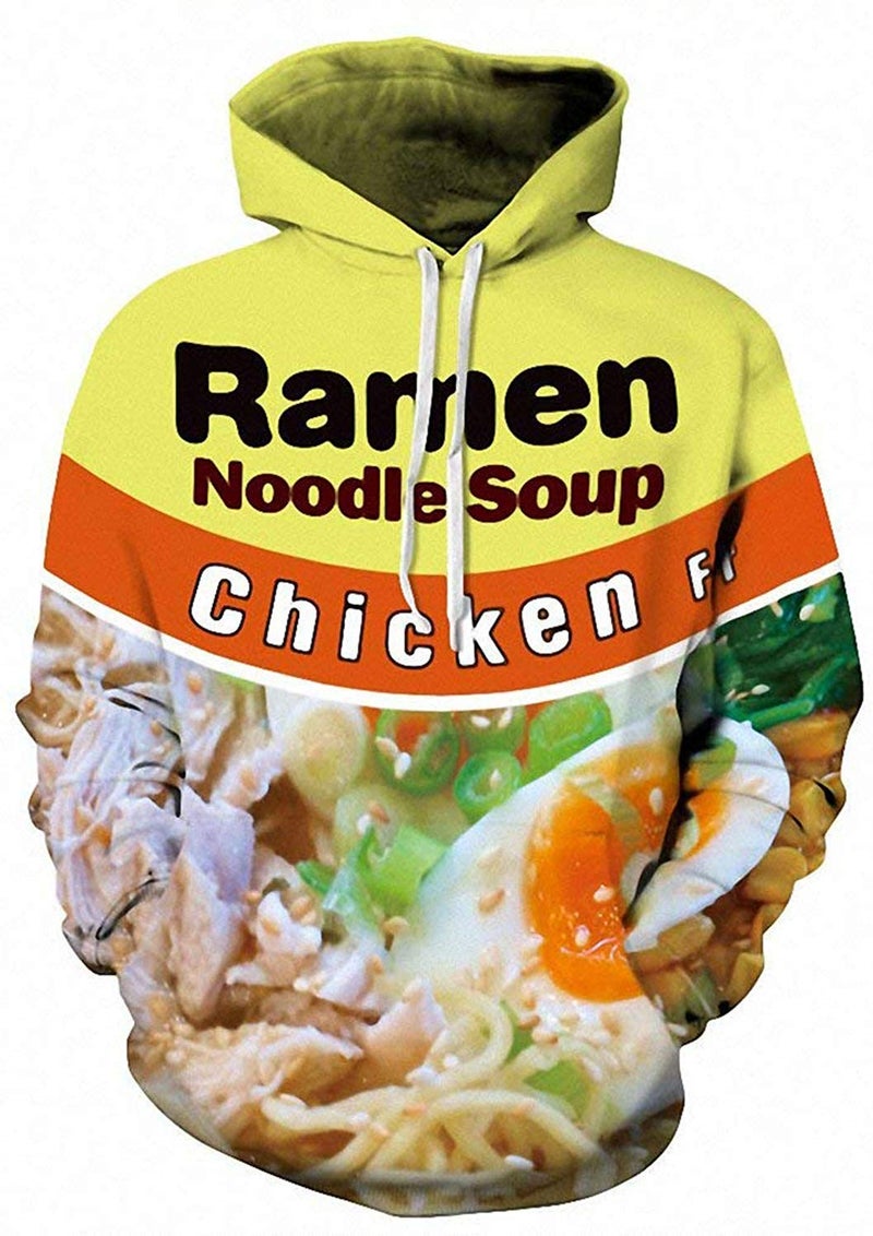 Keasmto 3D Ramen Chicken Noodle Soup Hoodies Sweatshirts for Men Women Cotton Cute Large - Image 1